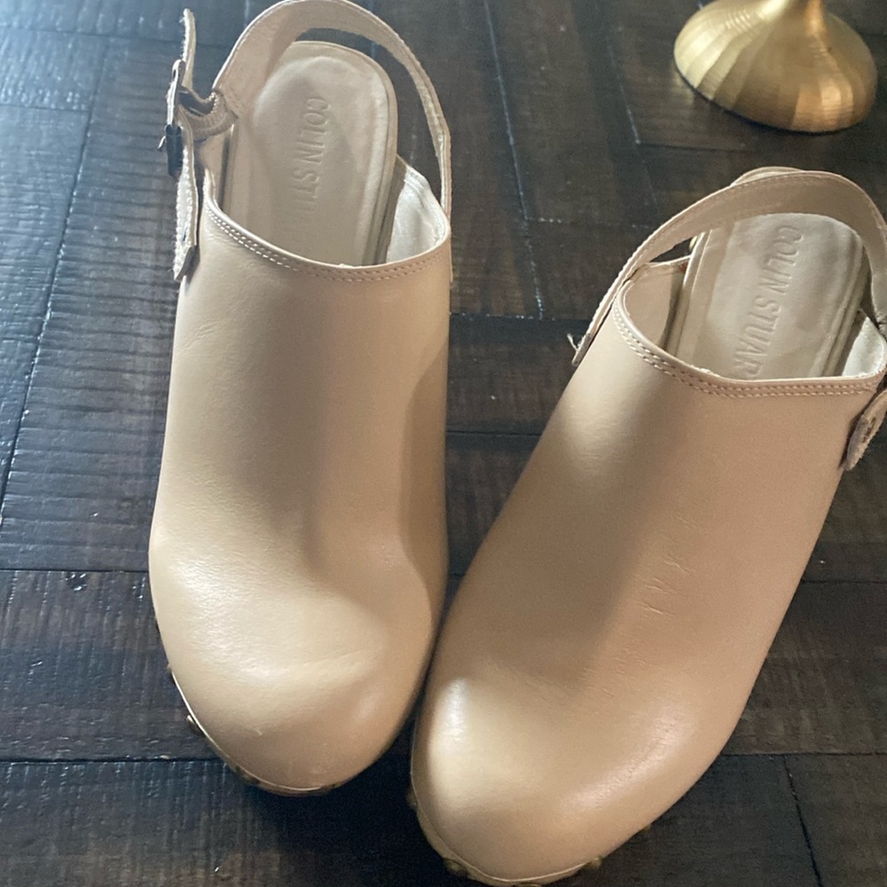 Beige Colin Stuart platform clogs